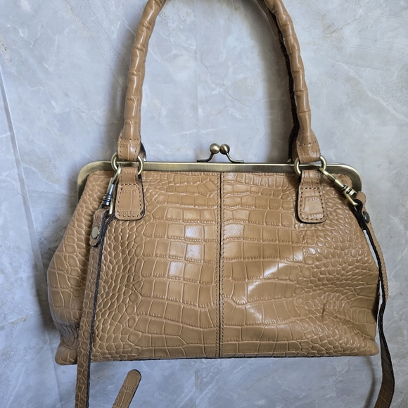 Patricia Nash Tan Crocodile-Embossed Satchel - Picture 7 of 10